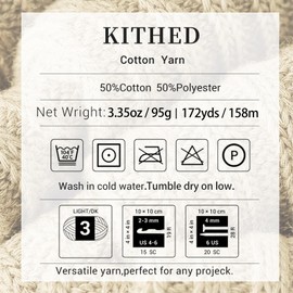 KITHED Cotton Chainette Yarn,10oz,3 Pack,Knitting Yarn for Beginners,Exquisite Yarn for Crocheting and Knitting Unique Color (26 Light Green)