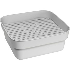 Brabantia Washing Up Dish Tub Bowl with Removable Draining Tray (Light Gray) Ideal for Rectangular/Square Kitchen Sinks (14.72 x 13.54 x 6.34)