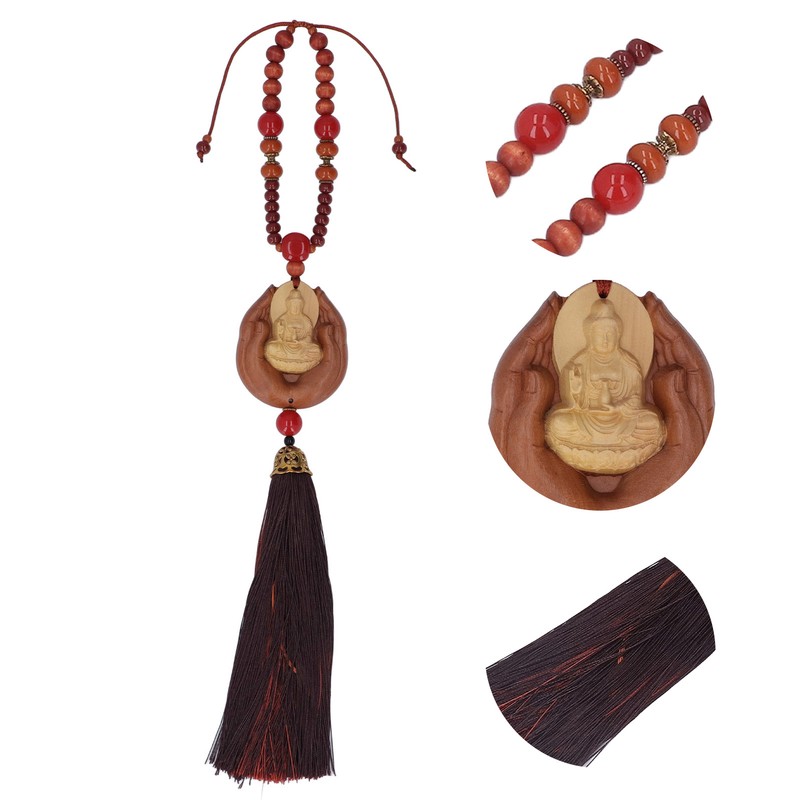 Buddha Car Pendant Peach Wood Exquisite Carving Mind Purification Wealth