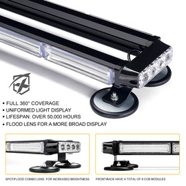 Xprite 26" COB LED Strobe Rooftop Flashing Light Bar, Double Side Hazard Warning Beacon Safety Police Lights w/Magnetic for Emergency Vehicles Trucks Cars Volunteer Traffic Security Blue