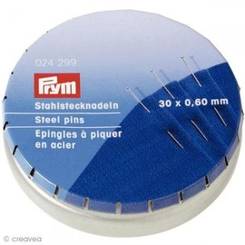 Prym Pins, 0.60 x 30 mm, silver, 35g, metal box, steel, 30 x 0.6 mm