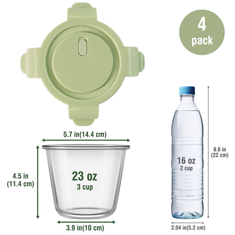 8 PCS Glass Meal Prep Containers with Lids, Airtight 3