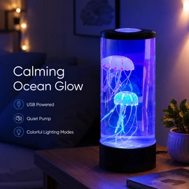 LED Jellyfish Lamp for Relaxing Room Decor – USB-Powered Color-Changing Motion Light for Bedroom, Office and Gifts