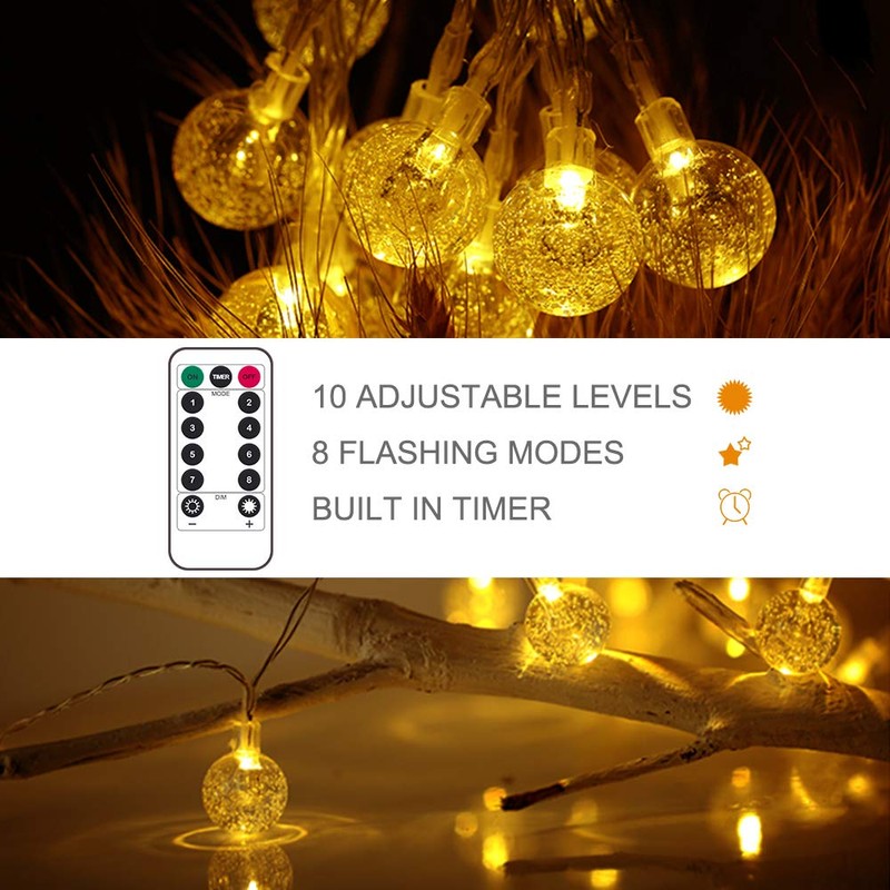 Metaku Globe String Lights Fairy Lights Battery Operated 16.4ft 50LED
