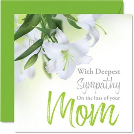 Stuff4 Sympathy Cards - With Deepest Sympathy Card for Losing Your Mother - Adult Sympathy Cards 145mm x 145mm Kondolences Thinking of You Card, Flower Sympathy Greeting Cards
