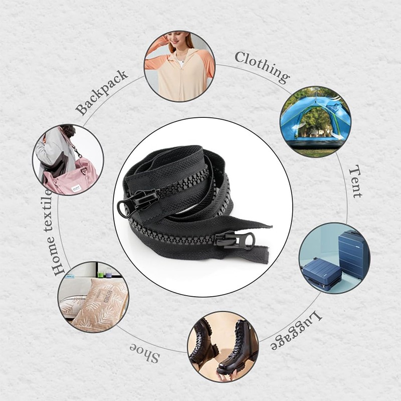 CRLLDPM 1 x zip in black, 70 cm, long spiral