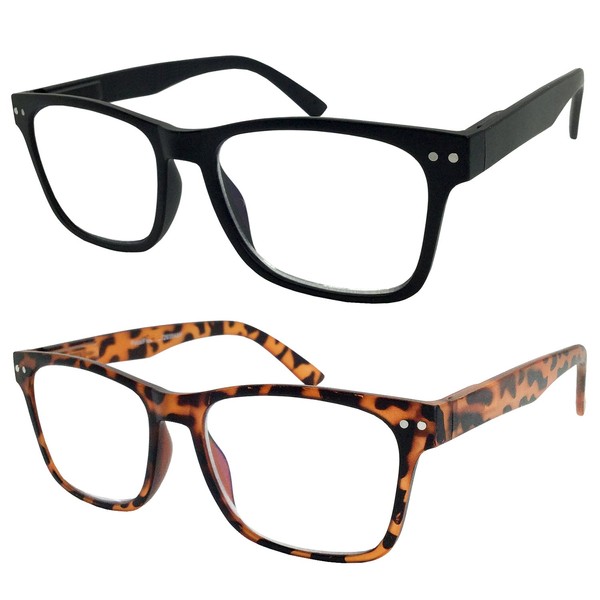 Paquete de 2 gafas de lectura progresivas multienfoque de 3 potencia, sin línea, 1 Negro, 1 Tortuga, L