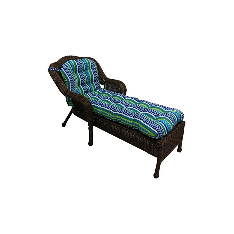 Blazing Needles U-Shaped Outdoor Patterned Spun Polyester Tufted Chaise Lounge