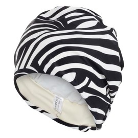 Fashy Exclusive Swimming Cap Zebra Pattern Black and White with Velcro Fastening 80% PA 20% EL