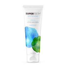 SuperTeeth Whitening Nano Hydroxyapatite (nHAp) Toothpaste for Adults & Kids | Sodium Bicarbonate | Fluoride-Free | Remineralizing | Xylitol | CoQ10 | Prebiotic | Mint | SLS-Free | Made in USA