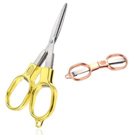 Nogeqi 2PCS Stainless Steel Foldable Scissors, Portable Pocket Keychain Badge Scissors for Nurses Mini, Retractable Mini Travel Scissors for Sewing Fishing Crafts Home Office