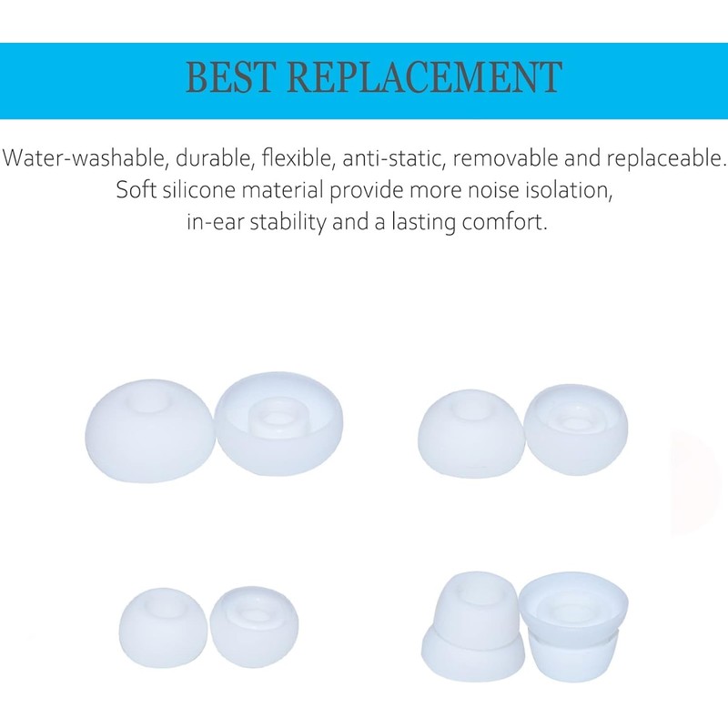 8pcs Replacement Silicone Eartips Earbuds Eargels Compatible with Beats by