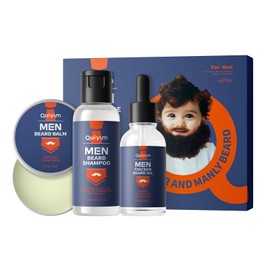 QUIYUM Pflegeset für den Bart, Bart Pflege Herren Set, mit Shampoo, Bartenöl und Bartbalsam,Ideales Geschenkset für Freund, Ehemann oder Vater