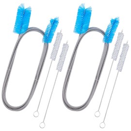 GORGECRAFT 9Pcs Flexible Drain Brush Set Metal Stainless Steel Double Ended Elastic Hose Cleaners Long Straw Pipes Cleaning Tool Brushes for Home Bathroom Sink Shower Kitchen Plumbing