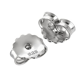 NKlaus 8055 Sterling Silver Rhodium-Plated 925 Sterling Silver Width: 8 mm Stud Earrings Pousettes Butterfly Clasp Hole: 1.3 mm, Sterling Silver
