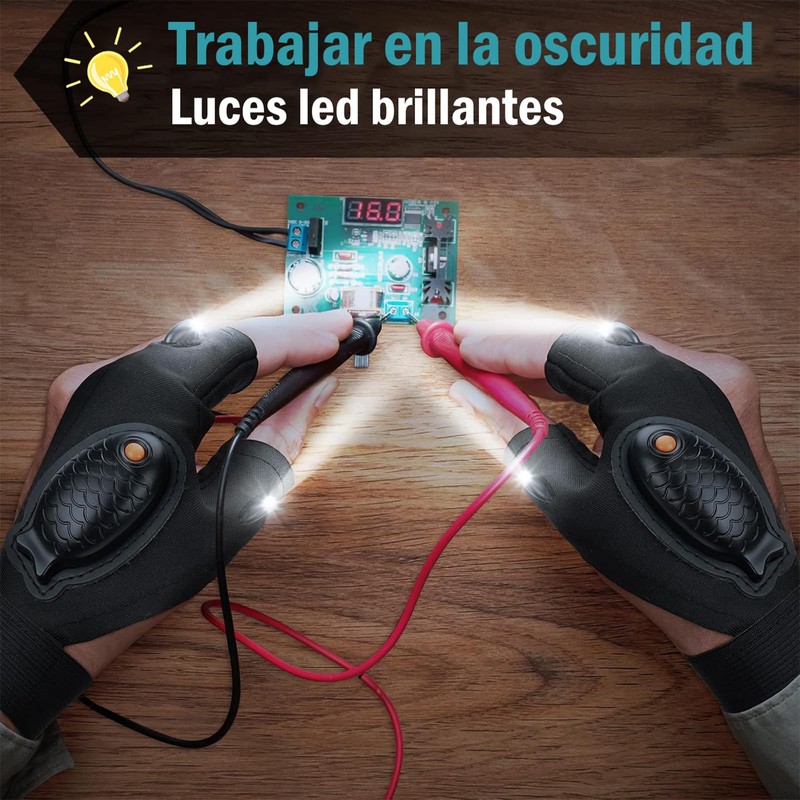 Guantes de Linterna,Regalo ideal para hombres,Guantes con LED, Mecánico, Electricista