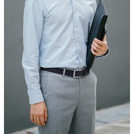 Frentree® Men's Belt 100% Real Leather Made in Germany 3.8 cm Wide and 0.25 cm Thick, Black -