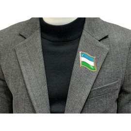vmcoatdu Uzbekistan Flag Pin Badge International Travel Brooch Metal Alloy Souvenir Pin for Hat Clothes Backpack (Uzbekistan)