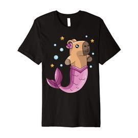 Capybara Mermaid Pink Costume Rodent Girls Under Sea Party Premium T-Shirt
