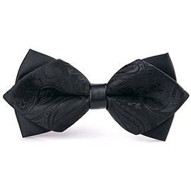 Flairs New York Gentleman's Diamond Pointed Pre-Tied Bow Tie (Midnight Black Paisley)