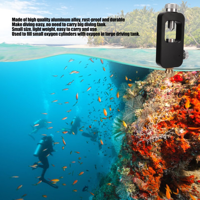 Aluminium Alloy Diving Oxygen Cylinder Refill Adapter Black Anti Rust