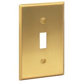 Rio Salto BRASS Metal Gold Toggle Light Switch Cover Wall Plate Single Toggle Switch Wallplate Decorative Gold 1 Gang Wall Switch Plate Covers Hardware Included Brushed Brass - Standard Size