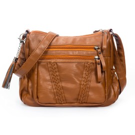 VOLGANIK ROCK Ladies Handbag Soft PU Leather Crossbody Bag for Women Lightweight Shoulder Bag Multi Pockets Crossbody Handbag for Women Ladies