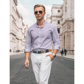 Maikun Braided Elastic Belt Stretch Woven Strap, Metal Pin Buckle Multi Colors, 2 Pack Black Blue Waist 36'' and Below