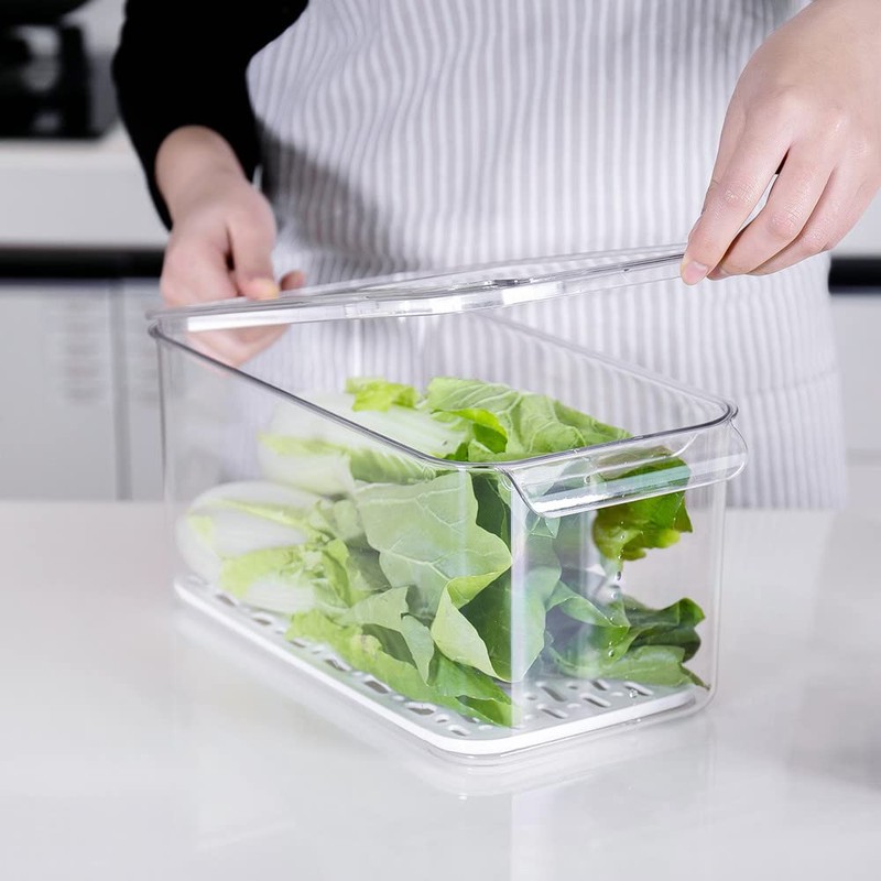 SANNO Produce Saver Containers for Refrigerator - Stackable Kitchen Organizer