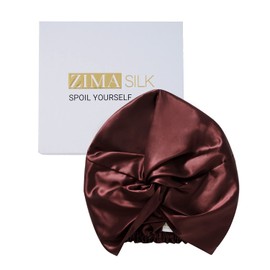 ZIMASILK 22 Momme 100% Mulberry Silk Bonnet Shower Cap for Sleeping & Women Hair Care, Natural Silk Night Bonnet with Elastic Stay On Head Highest Grade 6A Silk Hair Wrap (1Pc, Burgundy)