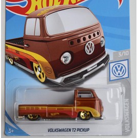 HOT Wheels 1:64 Scale Volkswagen 3/10, Burnt Orange Volkswagen T2 Pickup 96/250