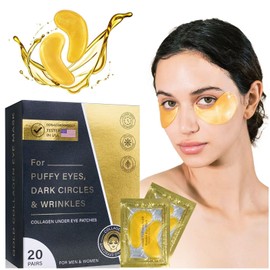 Fanterday Under Eye Patches 40 PCS, Golden Eye Mask for Undereye Bags & Puffy Eyes, Cooling Eye Care for Dark Circles & Wrinkles, Eye Mask Patches with Hyaluronic Acid & Collagen