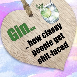 Hanging Wooden Heart Sign Plaque for Gin Lovers - Gifts for Women - Light Wood Hearts Signs, Thank You Gifts, Friendship Plaque, Best Friend Birthday, Christmas, Bridesmaid Gift