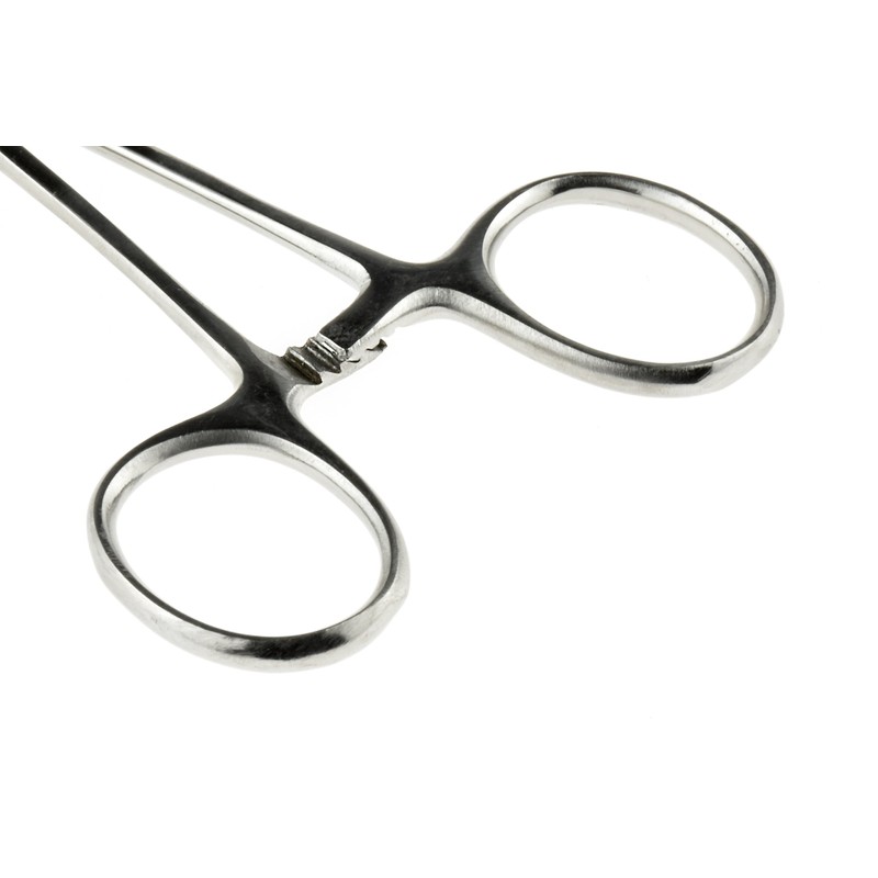 SE 5-Inch Stainless Steel Curved Forceps - Self-Locking, Serrated Tip
