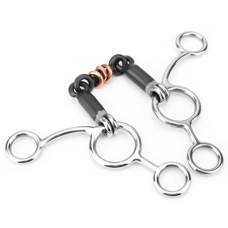 QANYEGN Stainless Steel Horse Chew Bit, Black Snaffle Bit, Gag