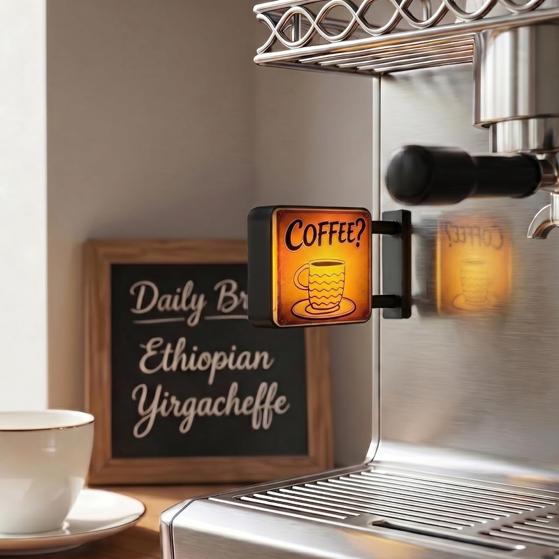 Mini Coffee Shop Magnets for Fridge with LED Light for