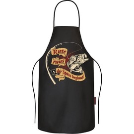 RAHMENLOS Barbecue Apron Cooking Apron Kitchen Apron as a Gift for Angler - Rute raus, der Spass beginnt, Rod out