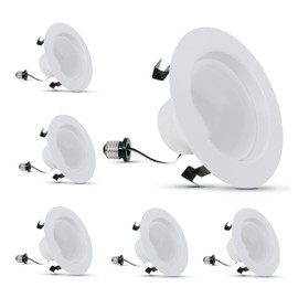 Feit Electric LED 4 Inch Recessed Lights Retrofit with E26 Adaptor, High Output 75W Equivalent 1000 Lumens, 4in Retrofit Downlights Dimmable, 50,000 Hours, 5000 CCT, 6 Pack, LEDR4XHO/950CA/6