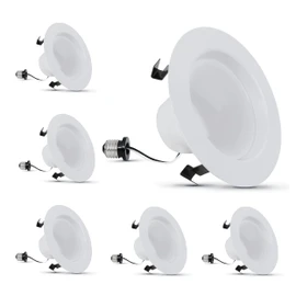 Feit Electric LED 4 Inch Recessed Lights Retrofit with E26 Adaptor, High Output 75W Equivalent 1000 Lumens, 4in Retrofit Downlights Dimmable, 50,000 Hours, 5000 CCT, 6 Pack, LEDR4XHO/950CA/6