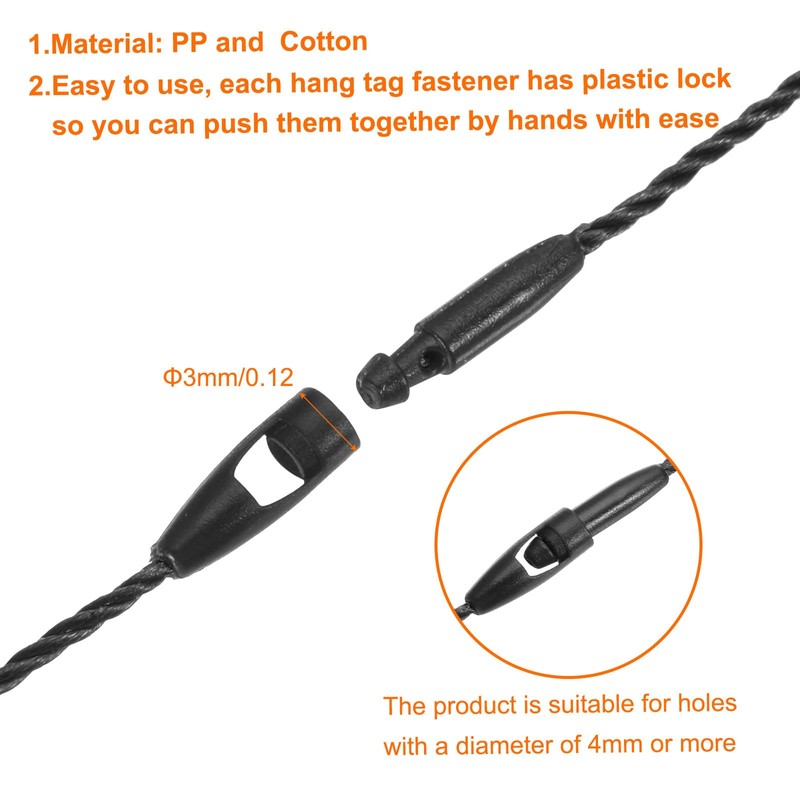 MECCANIXITY Cotton Hang Tag String Snap Lock Pins Loop Price