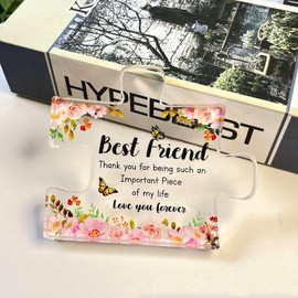 Friendship Gifts, Thank You Gift with Touching Words for Best Friend, Decorative Acrylic Engraved Puzzle Piece Desktop Ornament for Birthday, Christmas, Thanksgiving