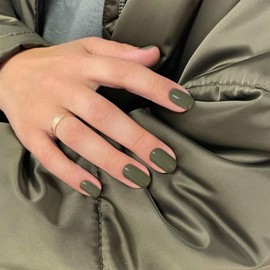 Brown Press on Nails Short,Gel Nails Press on,Summer Fake Nails Short Solid Color Glue on Nails Set for Holiday,Prom,Acrylic Nails Press on Short False Nails for Daily Wear