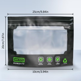 10 x 85 g Reusable Storage Bags, Airtight Storage Bags with Odour Control + UV Protection, 25 x 20 cm Bag with Integrated Moisture Control (58-62%)