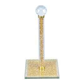Hochance Gold Crystal Standing Paper Towel Roll Holder Countertop Weighted Rack,Glam Cute Bling Rhinestone Jeweled Diamonds Modern Decoration Christmas Housewarming Gifts for Kitchen Home Bar