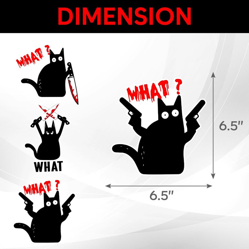 Pack 3 Pcs Funny Black Cat Sticker for Cars Vehicles