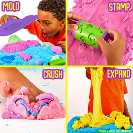 SLIMYSAND by Horizon Group USA, 1.5 Lbs of Stretchable, Expandable, Moldable Cloud Slime, Non Stick, Slimy Play Sand in A Reusable Bucket, Purple- A Sensory Activity