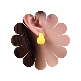 Inateannal Vintage Yellow Velvet Hoop Earrings Chunky Red C Shape Stud Earrings Yellow Acrylic Hoop Earrings Wide Hoop Earrings Lightweight Chunky Stud Earrings Jewelry for Women and Girls