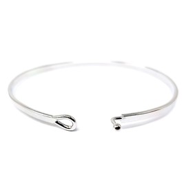 Me Plus Inspirational Dog MOM & CAT MOM Message Engraved Thin Bangle Hook Bracelet (Dog MOM - Silver)