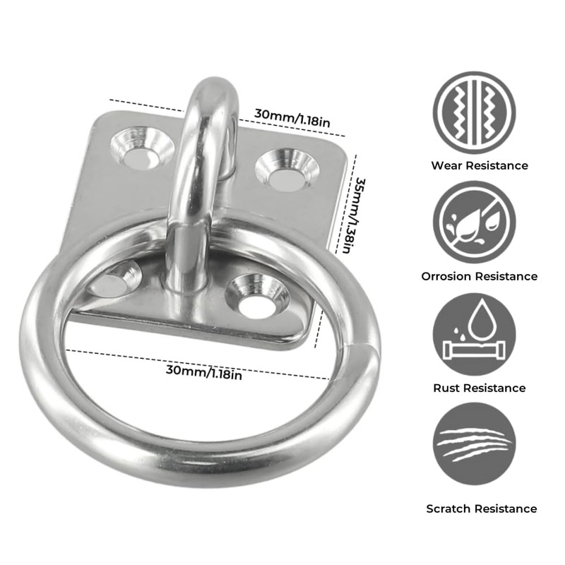 4 Pack Tie Ring on Plate Tie Rings for Equestrian