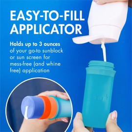 Boon Yuvi Sunscreen Applicator for Kids - Refillable and Spill Proof Kids Sunscreen Brush with Soft Foam Sponge - Summer Beach Essentials for Vacation - 3 Oz Travel Size - 2 Count